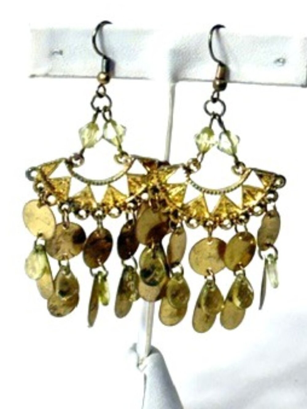 Gold statement chandelier earrings/ citrine stones and exotic look.